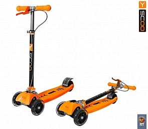 Самокат Maxi City RT Simple Gagarin трансформер с ручным тормозом, orange (Y-SCOO, 4962RT)